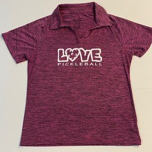Augusta Sportswear Love Pickleball Small Jersey Pullover Polo Top NWOT D36